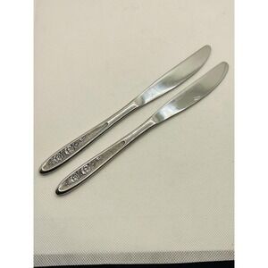 Ekco Eterna Stainless "Country Garden" Japan Lot of 2‎ Knife Flatware Floral